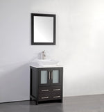 Ravenna 24 in. W x 18.5 in. D x 36 in. H Bathroom Vanity in Espresso with Single Basin Top in White Ceramic and Mirror