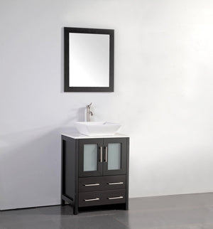 Ravenna 24 in. W x 18.5 in. D x 36 in. H Bathroom Vanity in Espresso with Single Basin Top in White Ceramic and Mirror