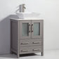 Ravenna 24 in. W x 18.5 in. D x 36 in. H Bathroom Vanity in Grey with Single Basin Top in White Ceramic and Mirror