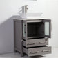 Ravenna 24 in. W x 18.5 in. D x 36 in. H Bathroom Vanity in Grey with Single Basin Top in White Ceramic and Mirror