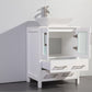Ravenna 24 in. W x 18.5 in. D x 36 in. H Bathroom Vanity in White with Single Basin Top in White Ceramic and Mirror