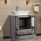 Vanity Art 24 in. Single Sink Vanity Cabinet with Ceramic Vessel Sink & Mirror - Grey, VA3124G
