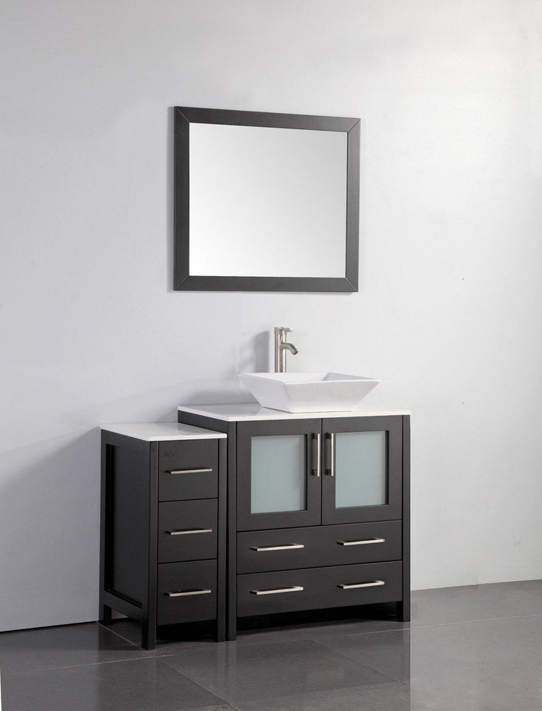 Vanity Art 42 in. Single Sink Vanity Cabinet with Ceramic Vessel Sink & Mirror - Espresso, VA3130-42E