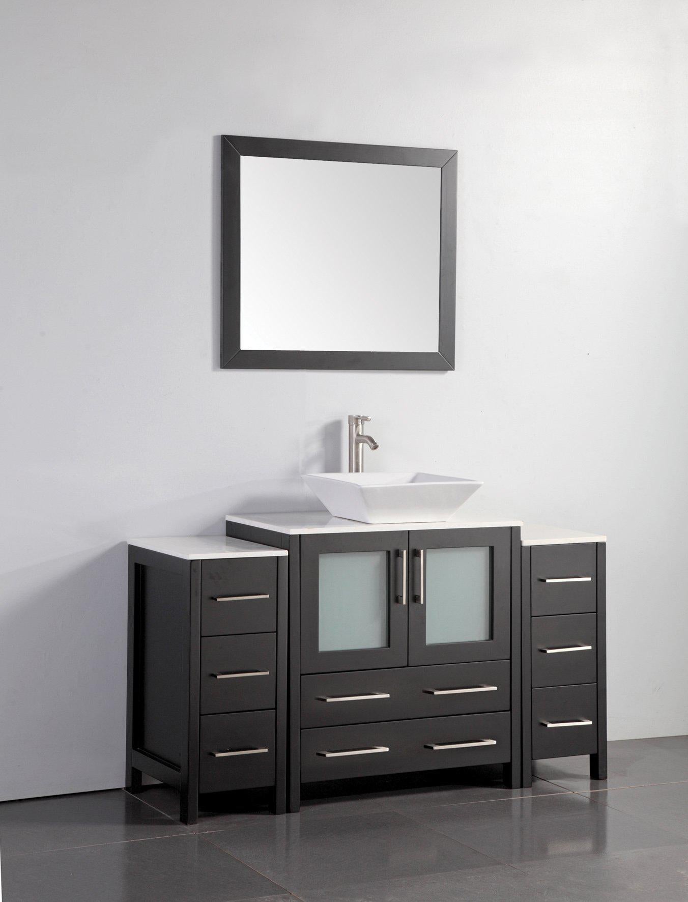 Vanity Art 54 in. Single Sink Vanity Cabinet with Ceramic Vessel Sink ...