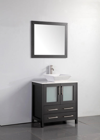 Vanity Art 30 in. Single Sink Vanity Cabinet with Ceramic Vessel Sink & Mirror - Espresso, VA3130E