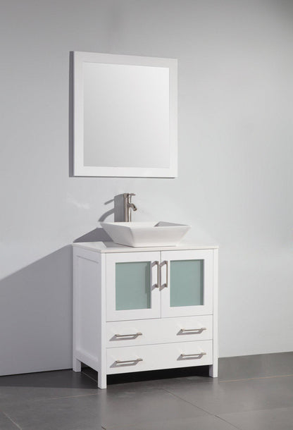 Vanity Art 30 in. Single Sink Vanity Cabinet with Ceramic Vessel Sink & Mirror - White, VA3130W