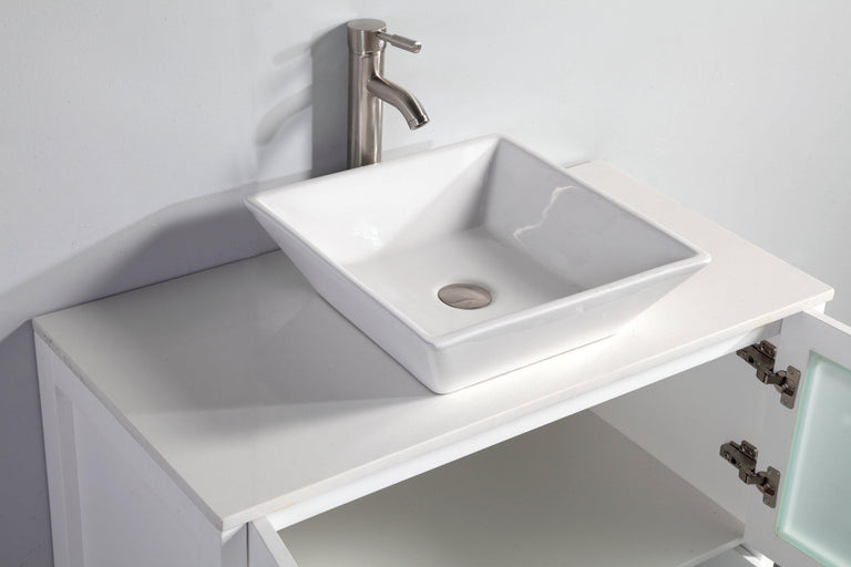Vanity Art 30 in. Single Sink Vanity Cabinet with Ceramic Vessel Sink & Mirror - White, VA3130W