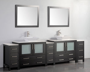 Vanity Art 108 in. Double Sink Vanity Cabinet with Ceramic Vessel Sink & Mirror - Espresso, VA3136-108E