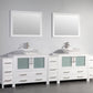 Vanity Art 108 in. Double Sink Vanity Cabinet with Ceramic Vessel Sink & Mirror - White, VA3136-108W