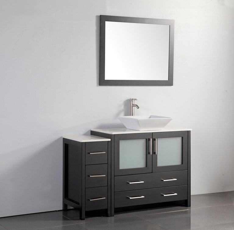 Vanity Art 48 in. Single Sink Vanity Cabinet (Wide) with Ceramic Vessel Sink & Mirror - Espresso, VA3136-48E