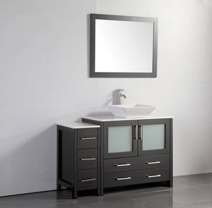 Vanity Art 48 in. Single Sink Vanity Cabinet (Wide) with Ceramic Vessel Sink & Mirror - Espresso, VA3136-48E