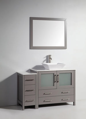 Vanity Art 48 in. Single Sink Vanity Cabinet (Wide) with Ceramic Vessel Sink & Mirror - Grey, VA3136-48G