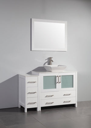 Vanity Art 48 in. Single Sink Vanity Cabinet (Wide) with Ceramic Vessel Sink & Mirror - White, VA3136-48W