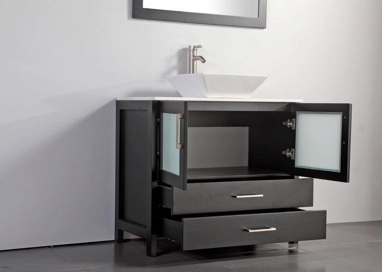 Vanity Art 36 in. Single Sink Vanity Cabinet (Wide) with Ceramic Vessel Sink & Mirror - Espresso, VA3136E