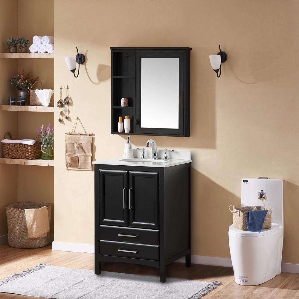 24 in. W x 22 in. D x 35 in. H Bath Vanity in Espresso with Vanity Top in White Cultured Marble with White Basin