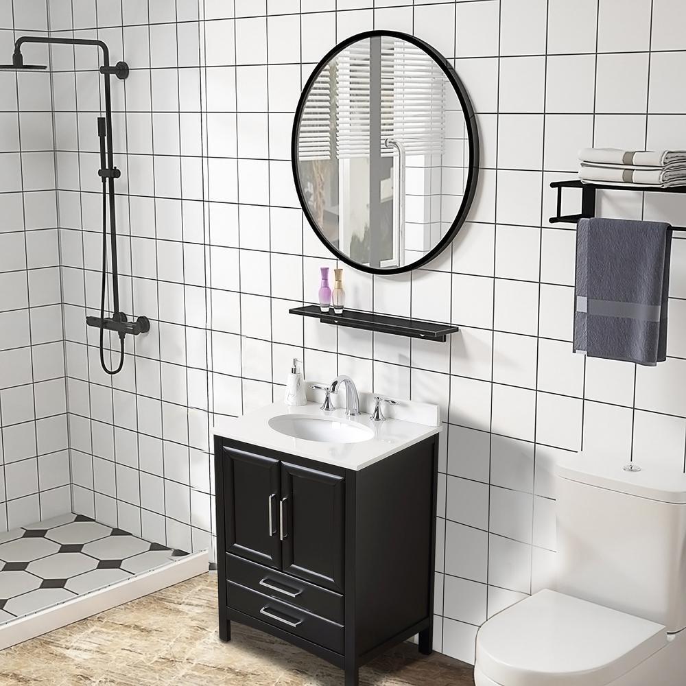 24 in. W x 22 in. D x 35 in. H Bath Vanity in Espresso with Vanity Top in White Cultured Marble with White Basin