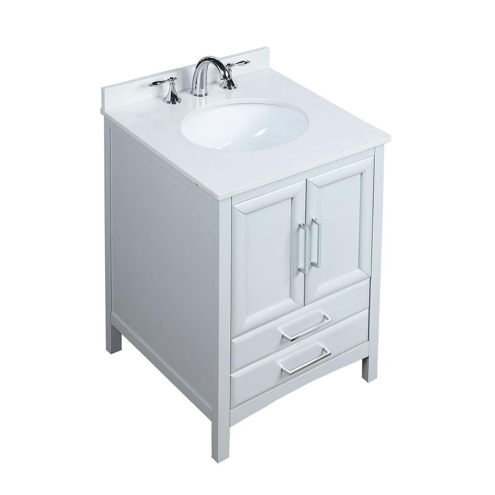 Rochefort 24 in. W x 22 in. D x 35 in. H Bath Vanity in Grey with Vanity Top in White Cultured Marble with White Basin