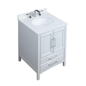 Rochefort 24 in. W x 22 in. D x 35 in. H Bath Vanity in Grey with Vanity Top in White Cultured Marble with White Basin