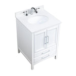 Rochefort 24 in. W x 22 in. D x 35 in. H Bath Vanity in White with Vanity Top in White Cultured Marble with White Basin
