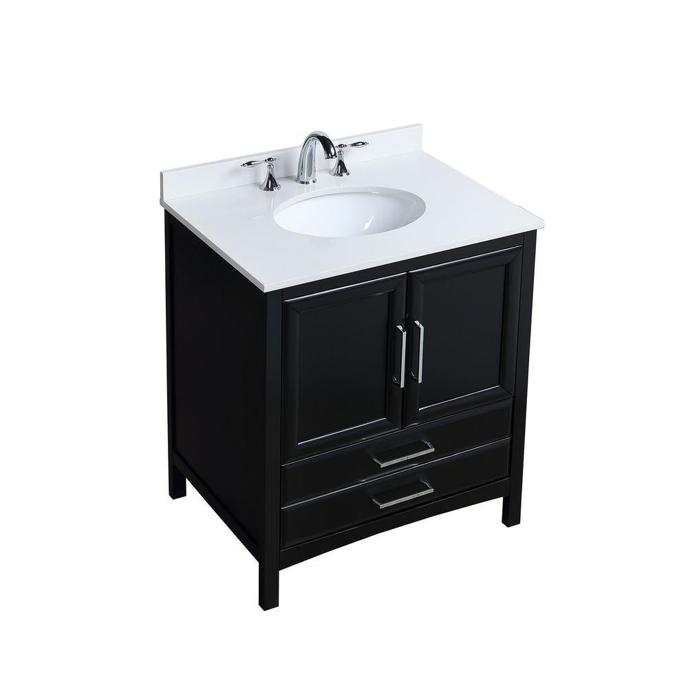 30 in. W x 22 in. D x 35 in. H Bath Vanity in Espresso with Vanity Top in White Cultured Marble with White Basin