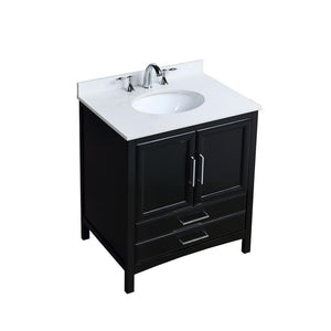 30 in. W x 22 in. D x 35 in. H Bath Vanity in Espresso with Vanity Top in White Cultured Marble with White Basin