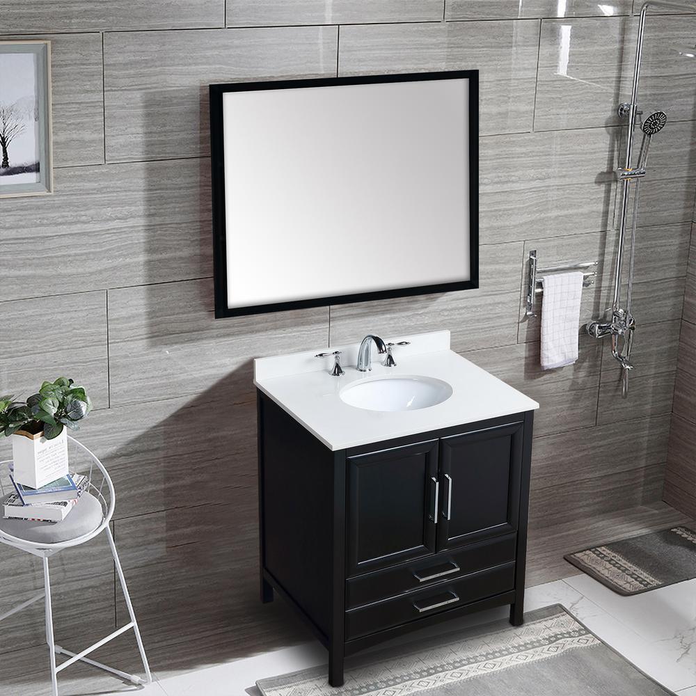 30 in. W x 22 in. D x 35 in. H Bath Vanity in Espresso with Vanity Top in White Cultured Marble with White Basin