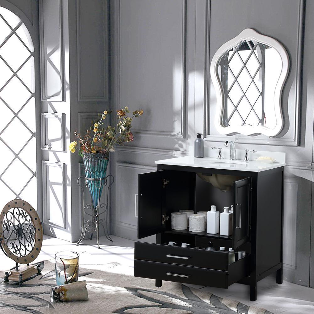 30 in. W x 22 in. D x 35 in. H Bath Vanity in Espresso with Vanity Top in White Cultured Marble with White Basin