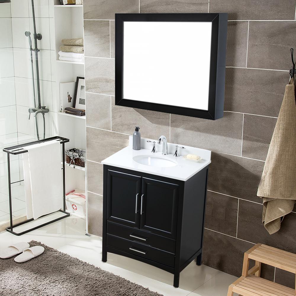 30 in. W x 22 in. D x 35 in. H Bath Vanity in Espresso with Vanity Top in White Cultured Marble with White Basin