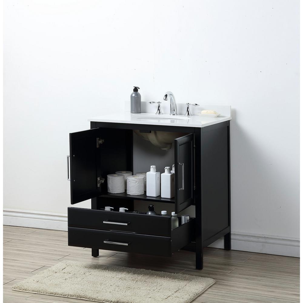 30 in. W x 22 in. D x 35 in. H Bath Vanity in Espresso with Vanity Top in White Cultured Marble with White Basin