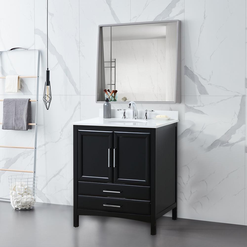 30 in. W x 22 in. D x 35 in. H Bath Vanity in Espresso with Vanity Top in White Cultured Marble with White Basin