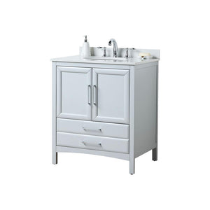 Rochefort 30 in. W x 22 in. D x 35 in. H Bath Vanity in Grey with Vanity Top in White Cultured Marble with White Basin