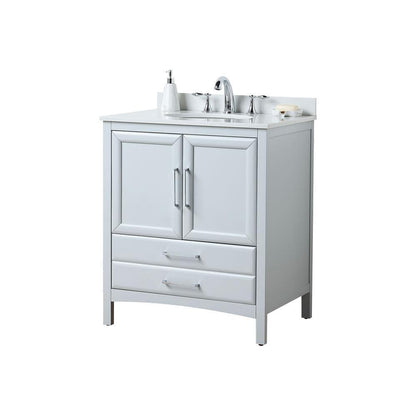 Rochefort 30 in. W x 22 in. D x 35 in. H Bath Vanity in Grey with Vanity Top in White Cultured Marble with White Basin