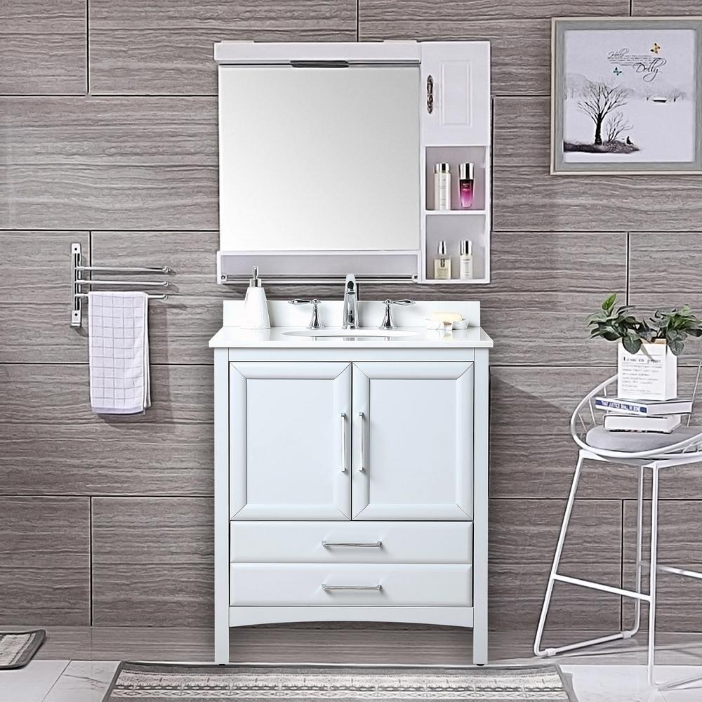 Rochefort 30 in. W x 22 in. D x 35 in. H Bath Vanity in Grey with Vanity Top in White Cultured Marble with White Basin