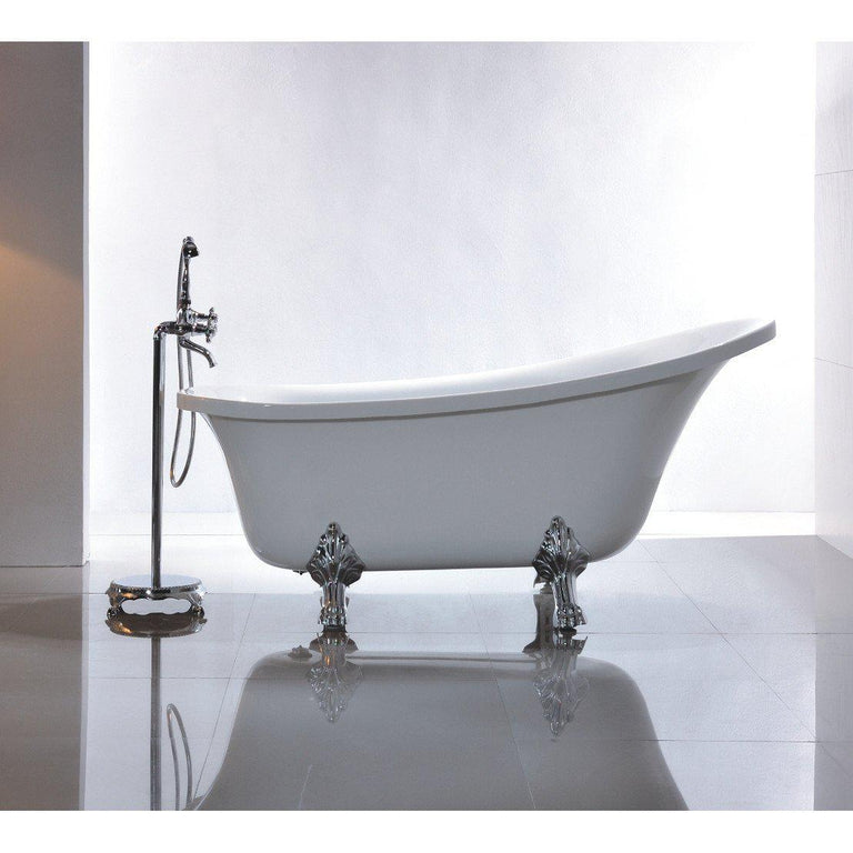 Vanity Art Freestanding White Acrylic 69-Inch Claw Foot Soaking Bathtub