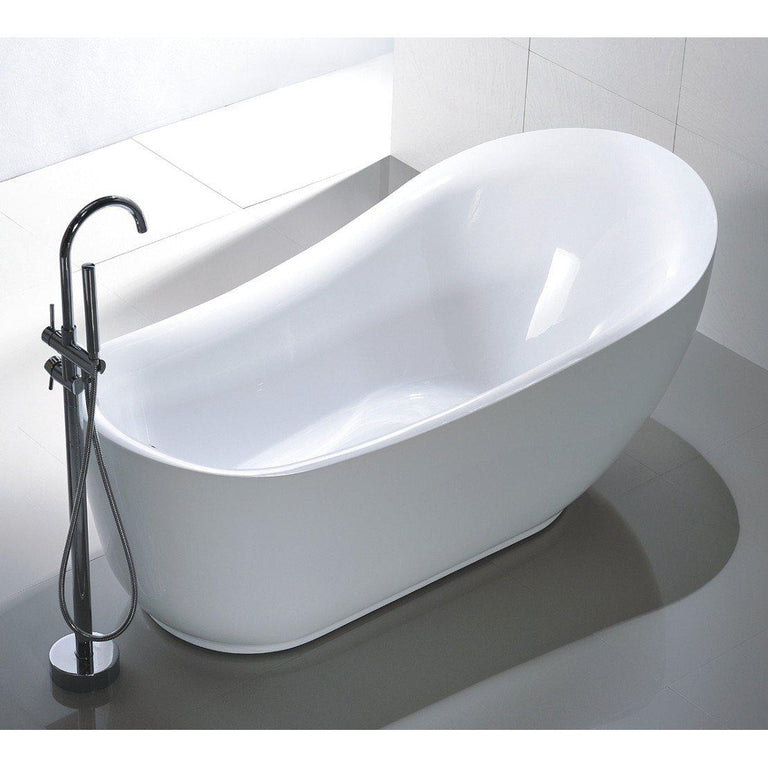 Vanity Art Belfort 71 in. Acrylic Flatbottom Freestanding Bathtub in White, VA6512-L