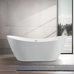 Vanity Art Mulhouse 71 in. Acrylic Flatbottom Freestanding Bathtub in White, VA6517