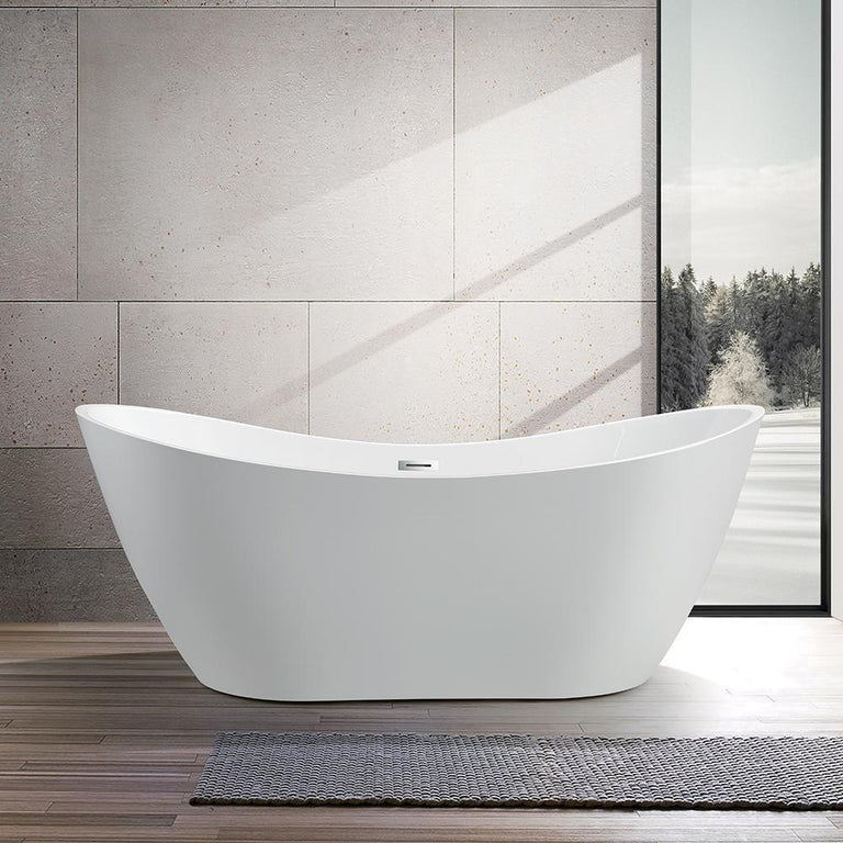 Vanity Art Mulhouse 71 in. Acrylic Flatbottom Freestanding Bathtub in White, VA6517