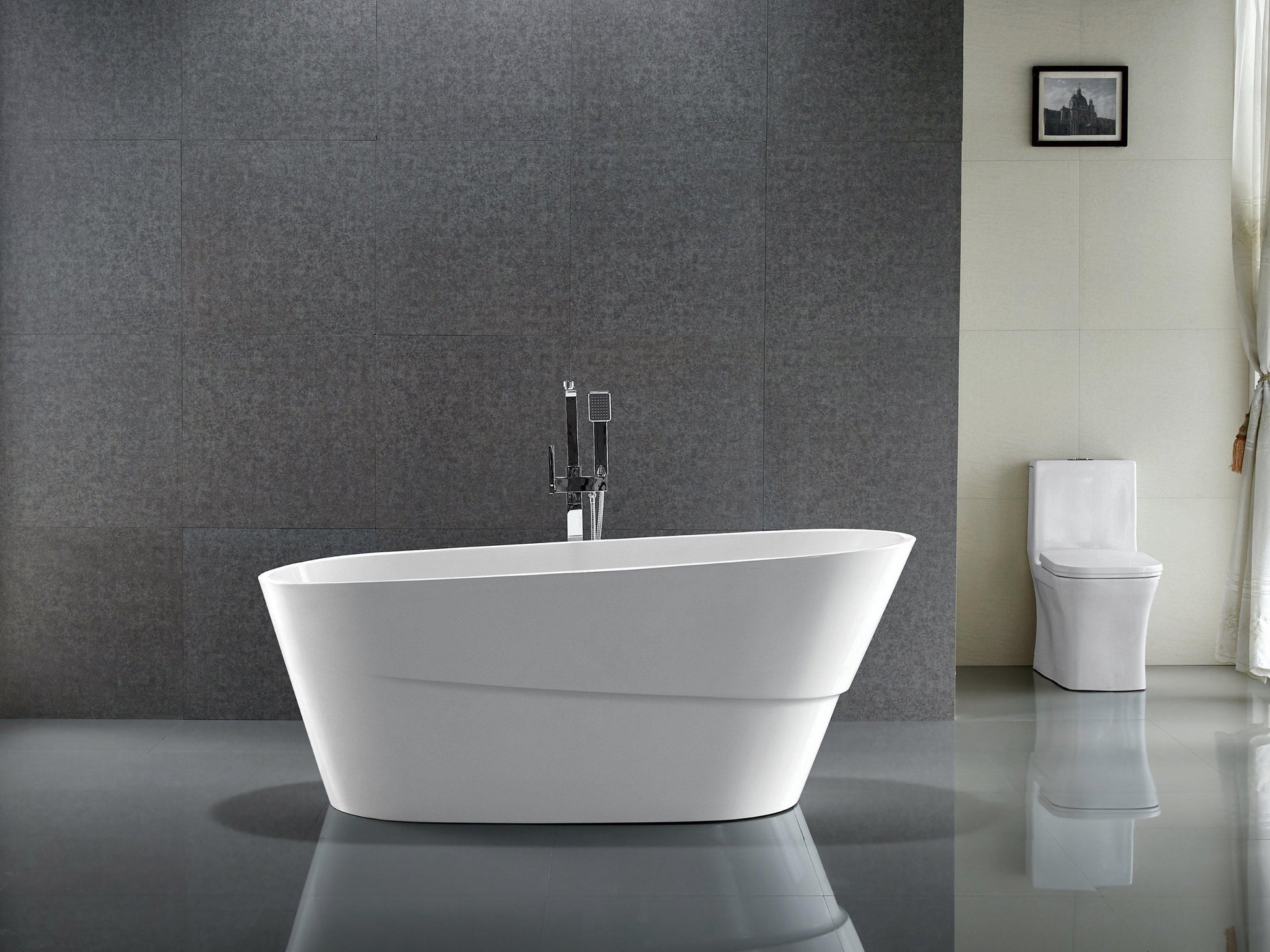 VA6521 67" x 31" Acrylic Freestanding Soaking Bathtub