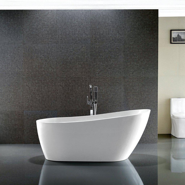 Vanity Art Colombes 67 in. Acrylic Flatbottom Freestanding Bathtub in White, VA6522
