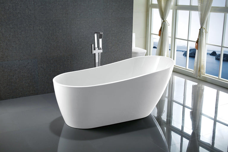 Vanity Art Colombes 67 in. Acrylic Flatbottom Freestanding Bathtub in White, VA6522