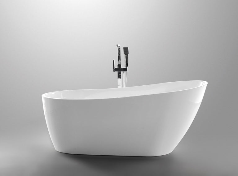 Vanity Art Colombes 67 in. Acrylic Flatbottom Freestanding Bathtub in White, VA6522