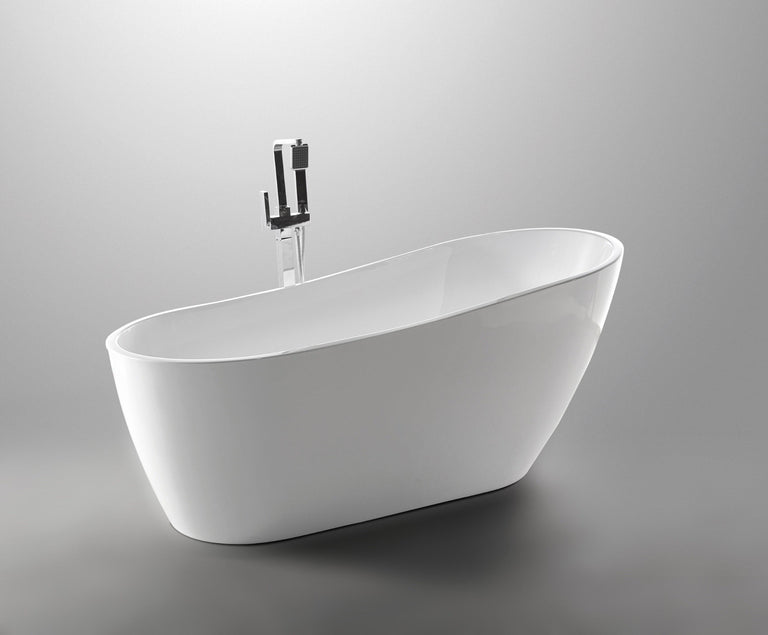 Vanity Art Colombes 67 in. Acrylic Flatbottom Freestanding Bathtub in White, VA6522
