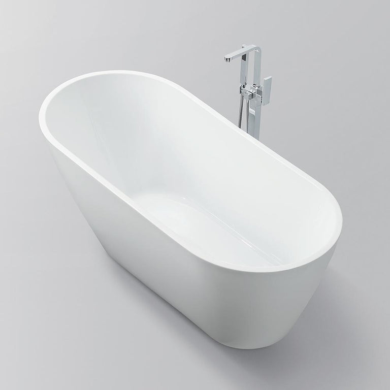 Vanity Art Colombes 67 in. Acrylic Flatbottom Freestanding Bathtub in White, VA6522