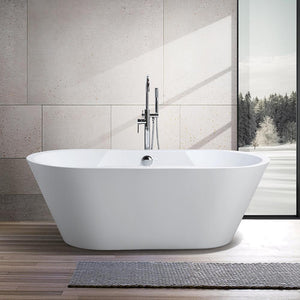 Vanity Art Beziers 67 in. Acrylic Flatbottom Freestanding Bathtub in White, VA6804