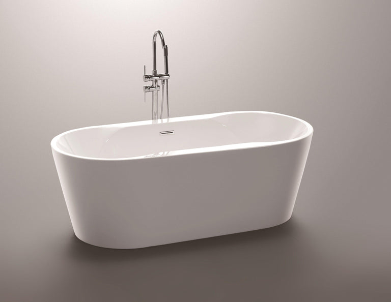Vanity Art Beziers 67 in. Acrylic Flatbottom Freestanding Bathtub in White, VA6804