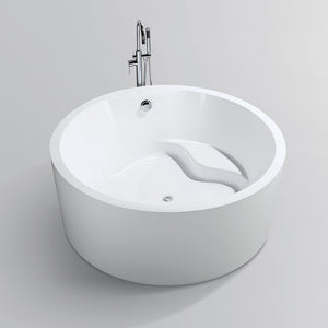 Vanity Art Troyes 59 in. Acrylic Flatbottom Freestanding Bathtub in White, VA6810