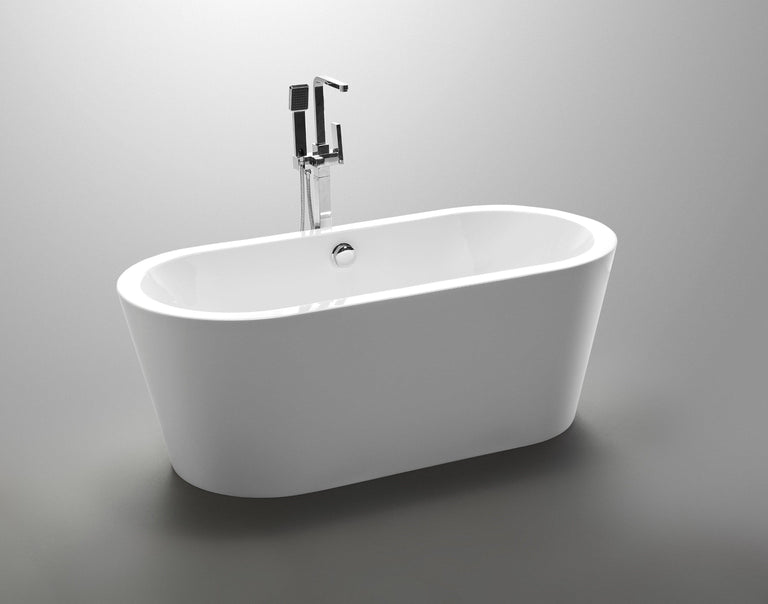 Lorient 67 in. Acrylic Flatbottom Freestanding Bathtub in White