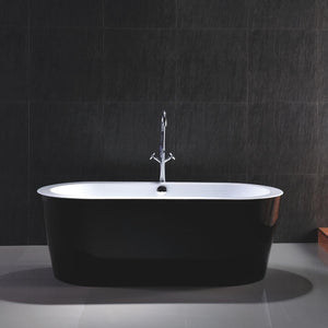 Cholet 67 in. Acrylic Flatbottom Freestanding Bathtub in Black and White