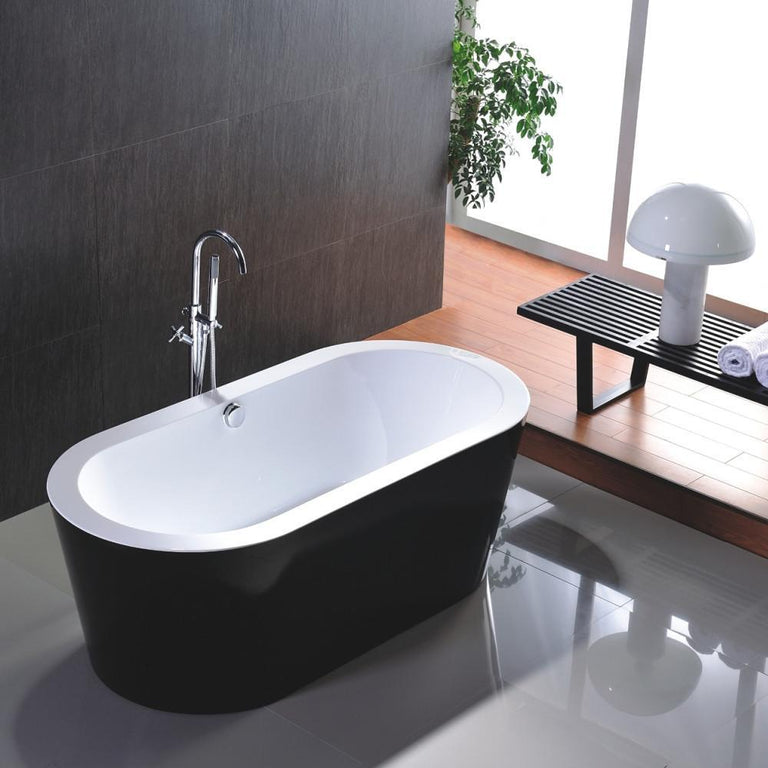 Cholet 67 in. Acrylic Flatbottom Freestanding Bathtub in Black and White