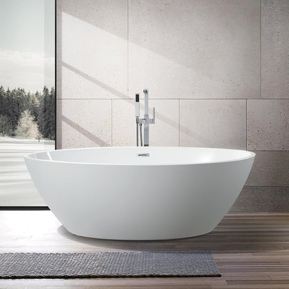 Vanity Art Amiens 69 in. Acrylic Flatbottom Freestanding Bathtub in White, VA6834